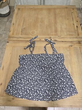 torrid Navy and White Floral Tie-Shoulder Camisole